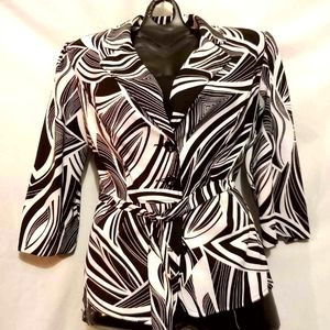 1940 LADIES BLACK/WHITE STRETCH 3/4-SLEEVE BUTTON